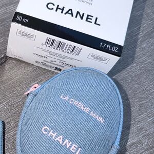 CHANEL Limited Edition La Crème Main Cream with blue denim pouch